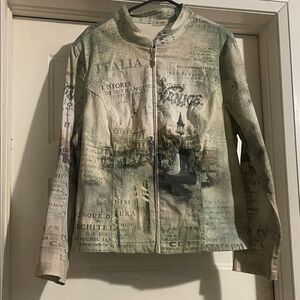 Cactus Beige and Green Graphic Print Blazer
